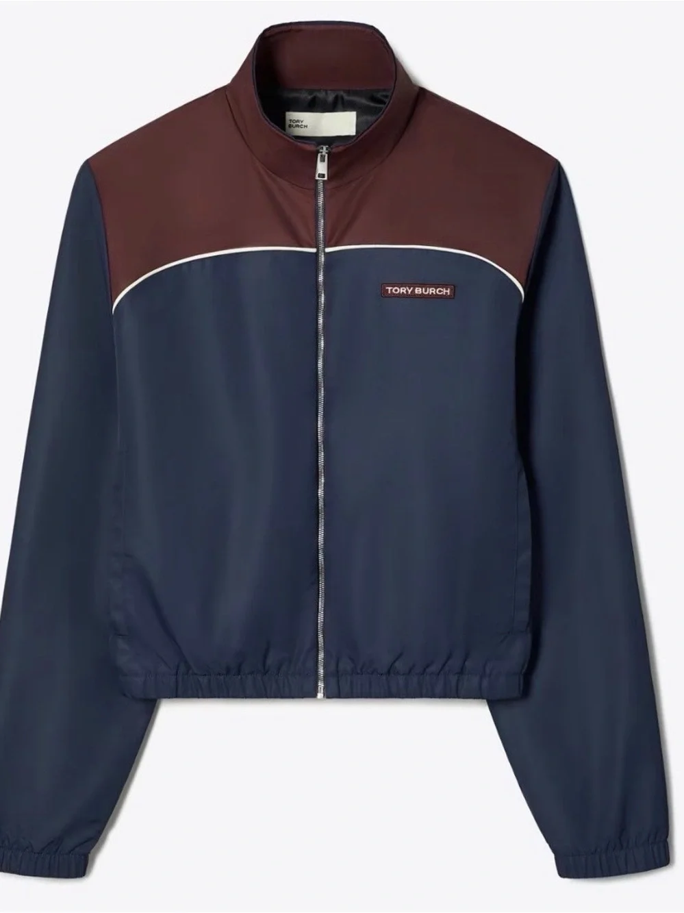 Tory Burch Navy and Burgundy Lightweight Track Jacket